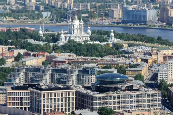 Business centre «Nevsky town hall», a view to Smolny cathedral