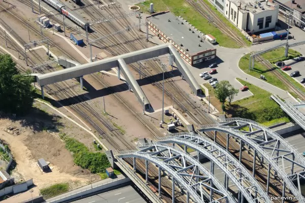 Pedestrian crossing over rail ways at «american» bridges