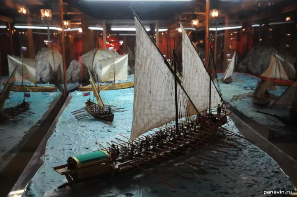 Miniature — fight of a Turkish galley with Russian ships