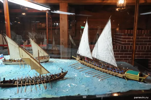 Miniature — fight of a Turkish galley with Russian ships