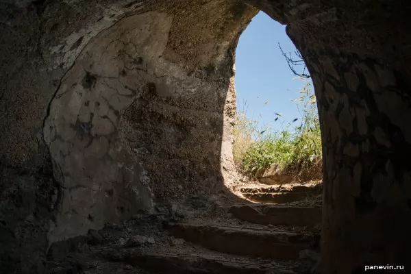 Entrance in cellars of ammunition, a view from within