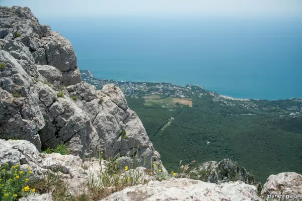 Slope of mountain and coast of Black sea