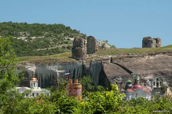 View of fortress Kalamita and the Inkerman cave monastery after the journey