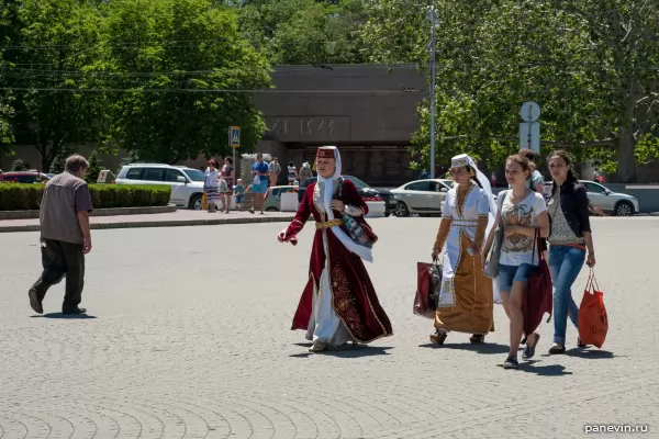 Young ladies in the Tatar dresses
