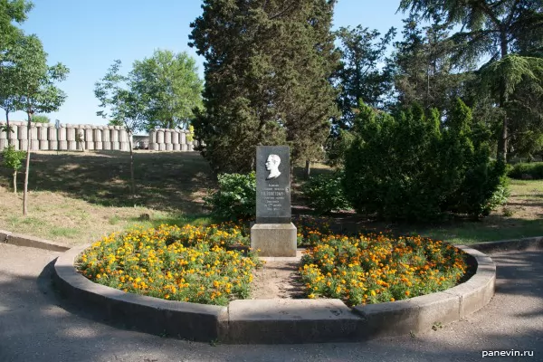 Stela in memory of the participant of defence of Sevastopol Lev Nikolaevich Tolstoy