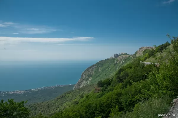 View to Black sea from road to top Ai-Petri
