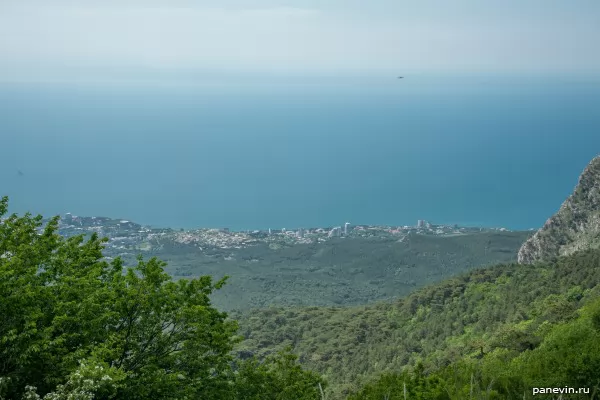 View to Black sea from road to top Ai-Petri