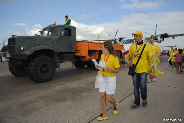 KrAZ tows Chinese two-engined Y-12F