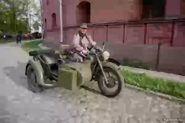 German infantryman on a motorcycle
