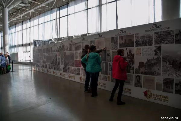 Stand with photos and documents about Berlin Battle