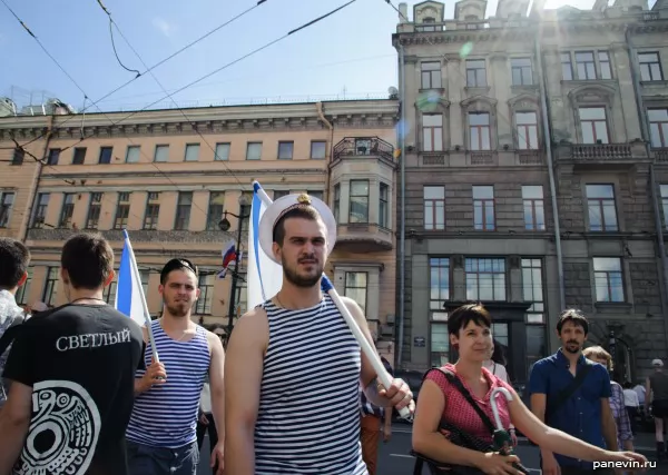 Seamen with flags