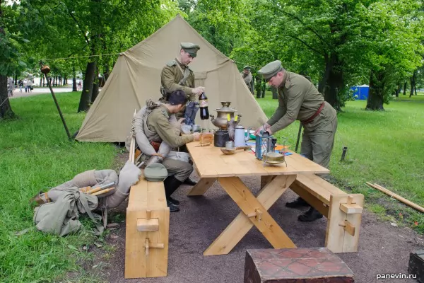 Camp of Russian infantry of World War I