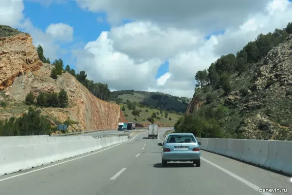 Road along rocks