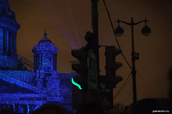 Light show on Isaakievsky cathedral