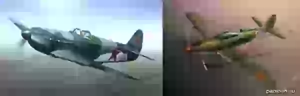 Слева — Як-3, справа — «Аэрокобра»