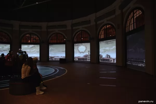 Screens in a museum of the railways of Russia