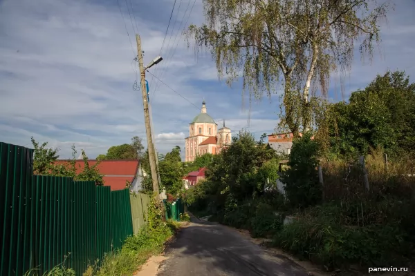 Sacred George's Church and one of private sector small streets in the centre of Smolensk