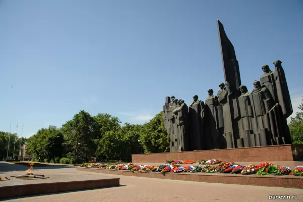 Eternal fire and a monument fallen on the Victory square