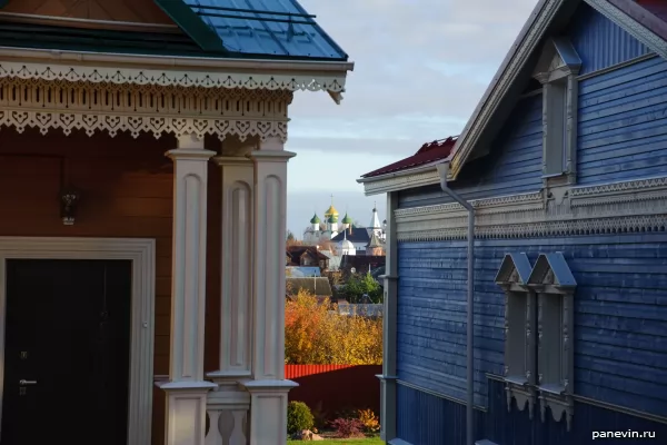 Wooden houses and domes of churches