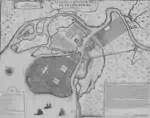 Карта Санкт-Петербурга составленная в 1717 Николя де Фер