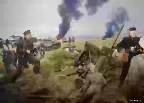 Немецкие танкисты и погибший артиллерист