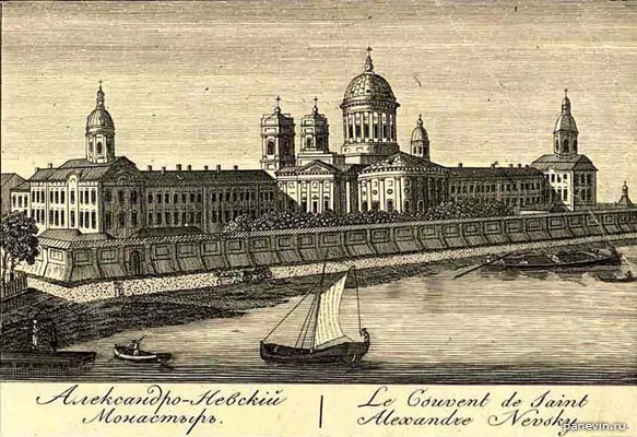 Александро-Невский монастырь, гравюра XVIII века