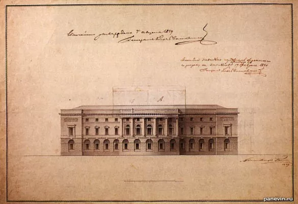 Проект здания Императорской Публичной библиотеки. К. И. Росси