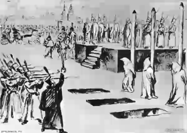 Обряд казни петрашевцев на Семеновском плацу 22 декабря 1849 года
