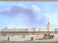 Вид на Адмиралтейство от Исаакиевского собора. Гуашь, Барт Эдуард  «Admiralty Square», 1823 год.