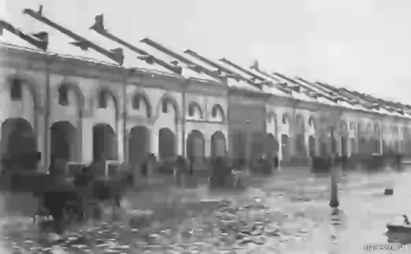 Улица Садовая у бывшего Никольского рынка во время наводнения 25 ноября 1903 года