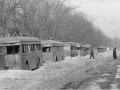 «Мёртвые» троллейбусы на бульваре Профсоюзов (Конногвардейском), зима 1941-1942 гг