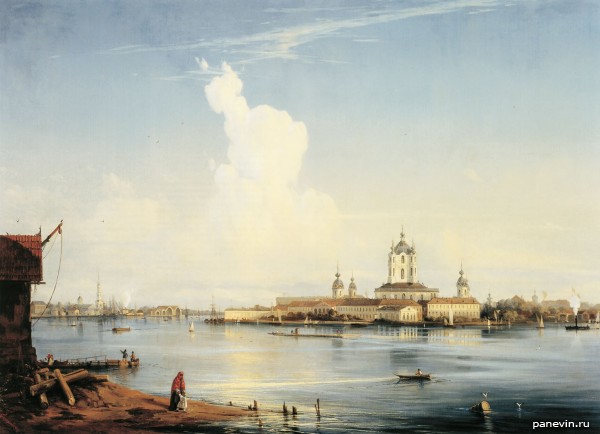 view on Smolny a monastery from the Big Okhta. 1851