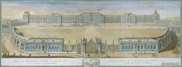 Екатерининский дворец, середина XVIII века. Изометрический план с высоты птичьего полёта