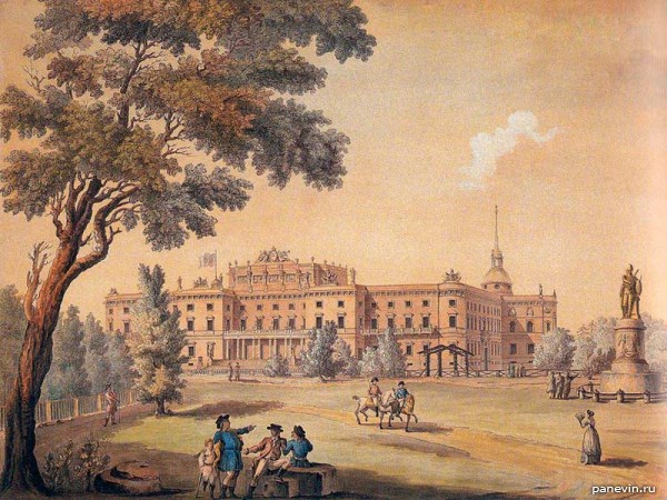 Михайловский замок, картина (до 1818 года — памятник Суворову ещё на первоначальном месте)