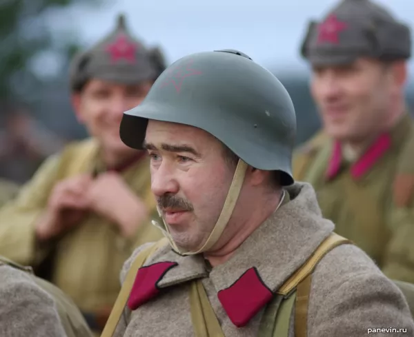 Infantryman Red Army in a helmet