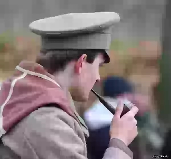 We`ll smoke before fight photo - Reconstruction of battles I World war