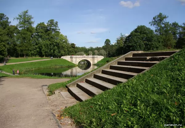 River, bridge, steps