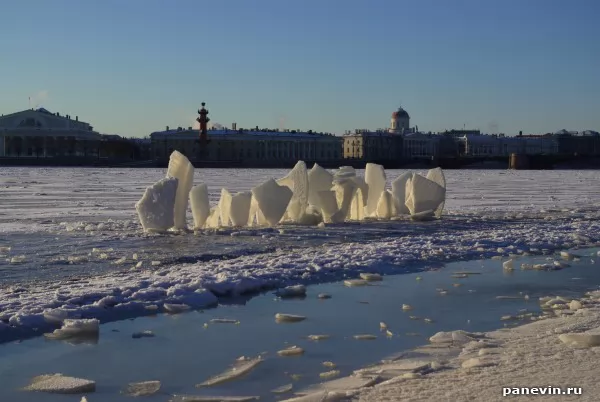 View on Spit of Vasilevsky island in winter