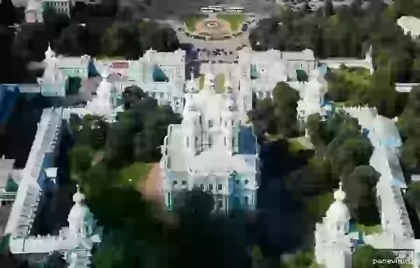Smolny cathedral from the helicopter photo - Aero photo