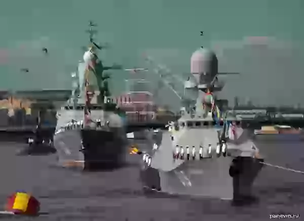 Parade of the ships on Neva photo - Navy Day