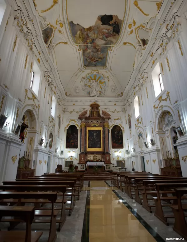 Interior of church of a monastery of Jesus Christ (Monastero del SS. Salvatore), Corleone
