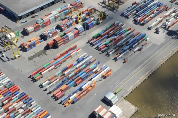 Sea containers in port