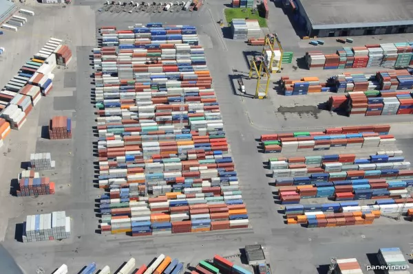 Sea containers in port