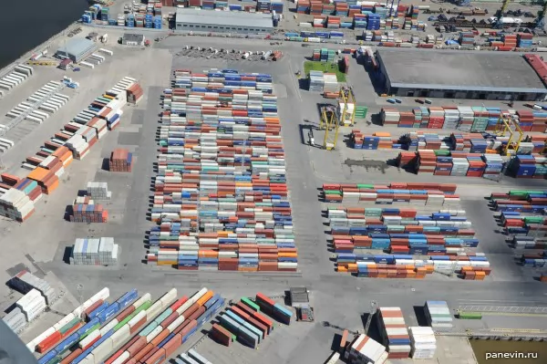 Sea containers in port