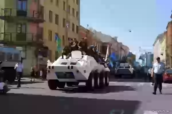 Procession of a column of commandoes on Millionnaya street photo - Day Airborne