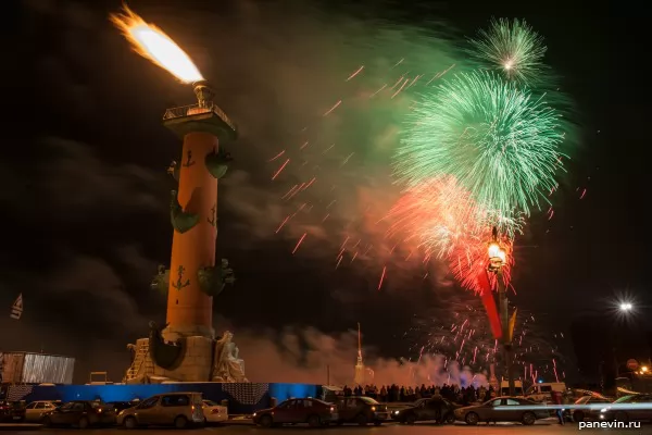 Spit of Vasilievsky Island, festive fireworks