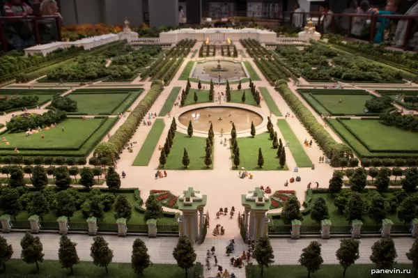 Top garden in Peterhof, a breadboard model of Petersburg of a XVIII-th century