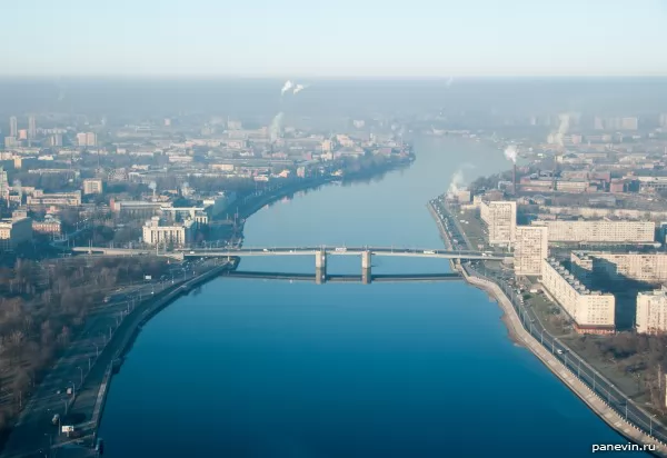 Volodarsky bridge from the helicopter