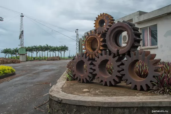 Huge gear wheels in factory territory