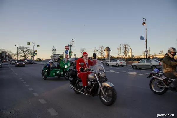 Fathers Frost on bikes